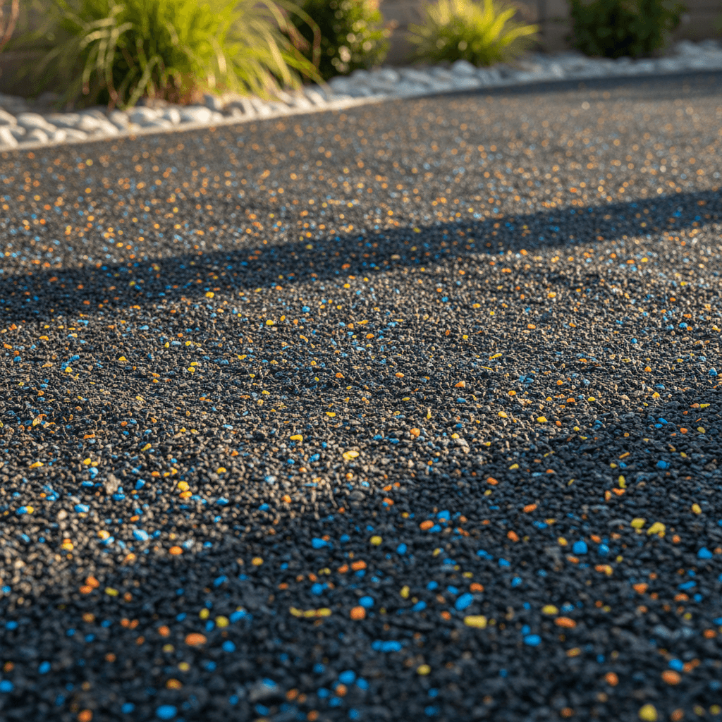Rubber crumb surface showing textured recycled material