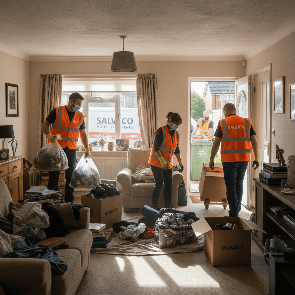 Team removing clutter and debris during active clearance work