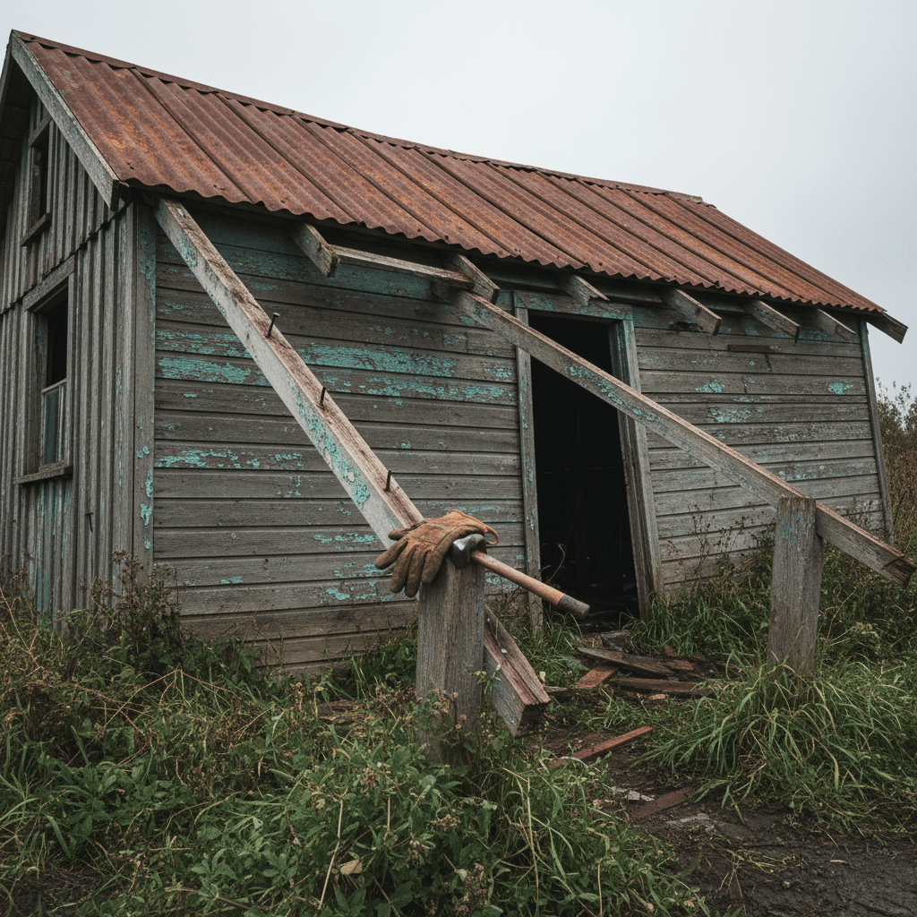 Weathered shed ready for dismantling