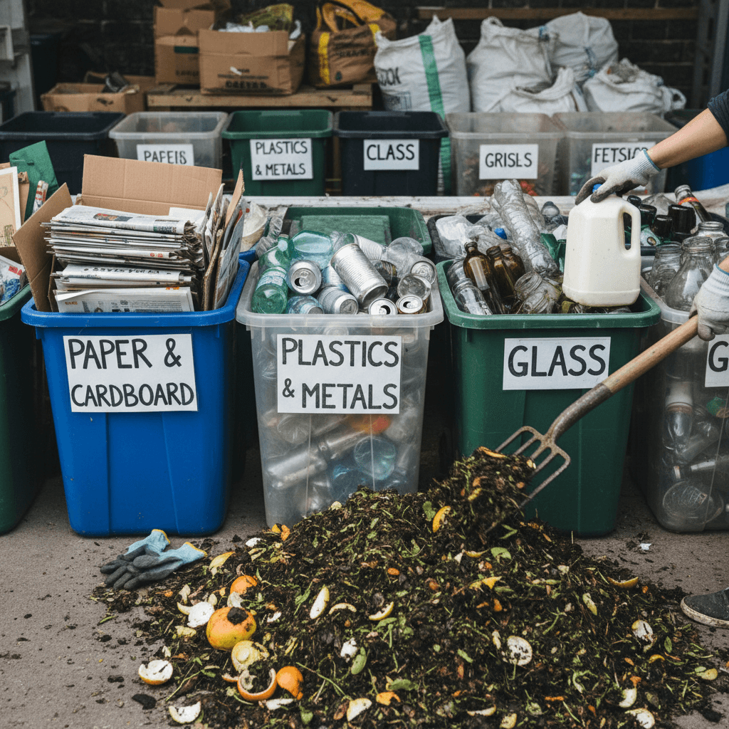 Waste being sorted for eco-friendly disposal